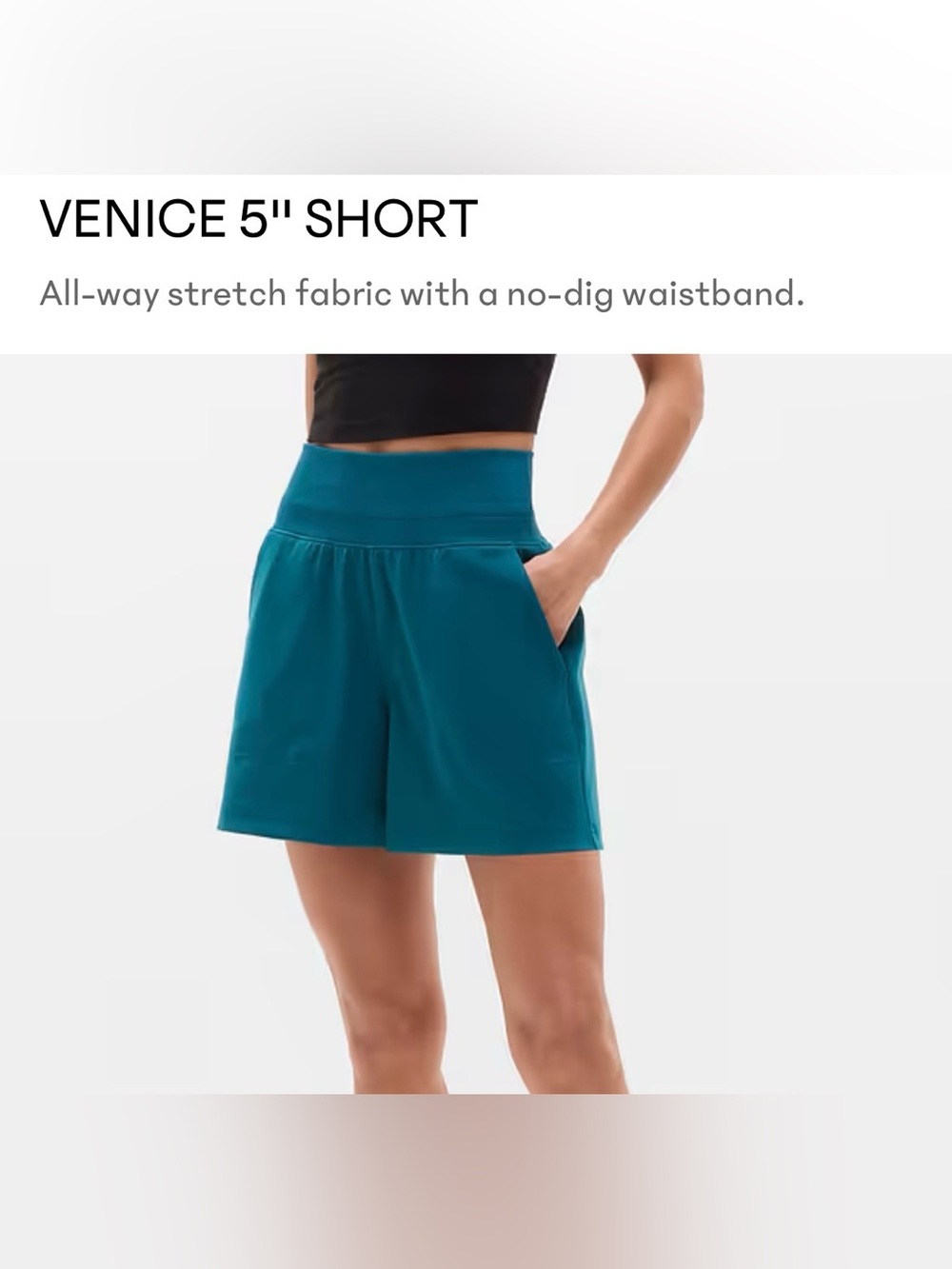 Athleta BLACK Venice Shorts (cover is for fit not color)